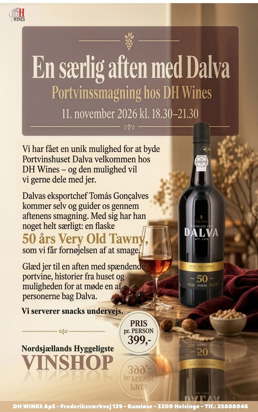 DALVA PORTVINSAFTEN i Ramløse 11. November 2026 kl.18.30-21.30