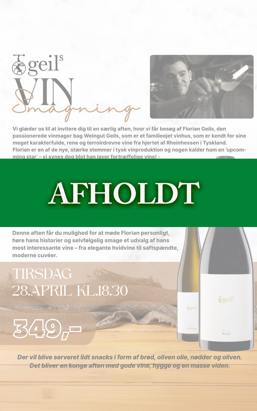 Geils vinsmagning 28.April 2026 kl.18.30
