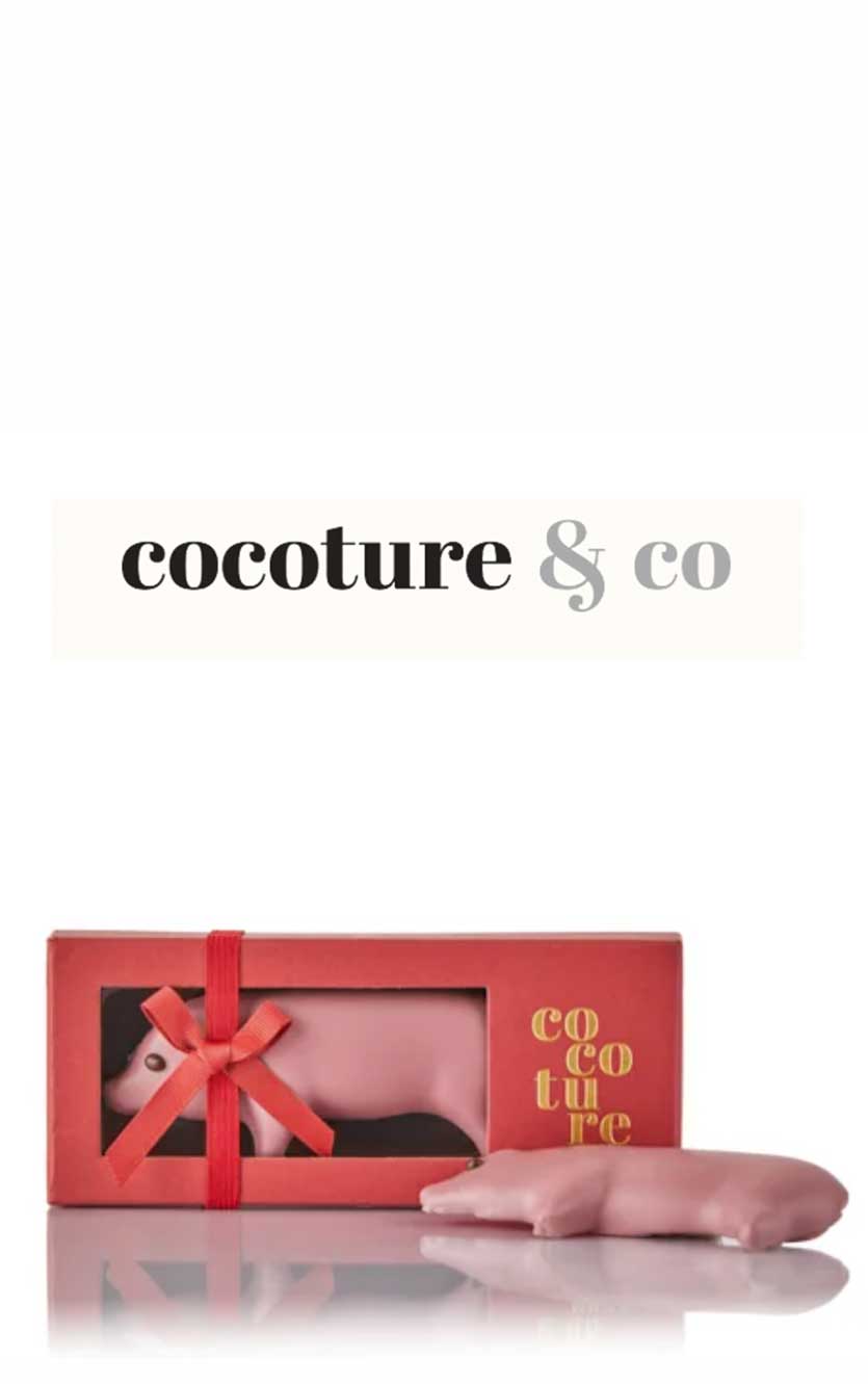 Marcipangris med lyserød chokolade fra Cocoture – 80g