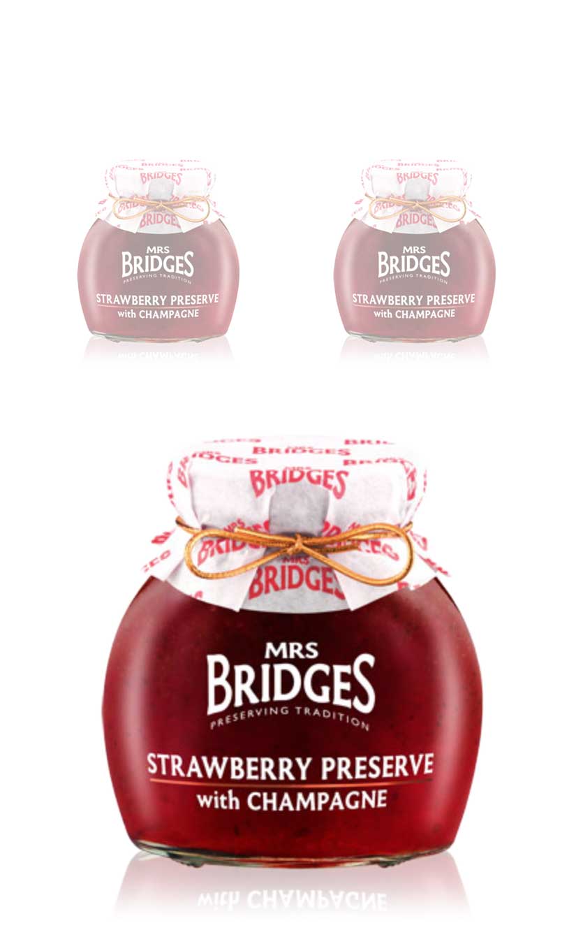 Mrs. Bridges Jordbærsyltetøj med champagne