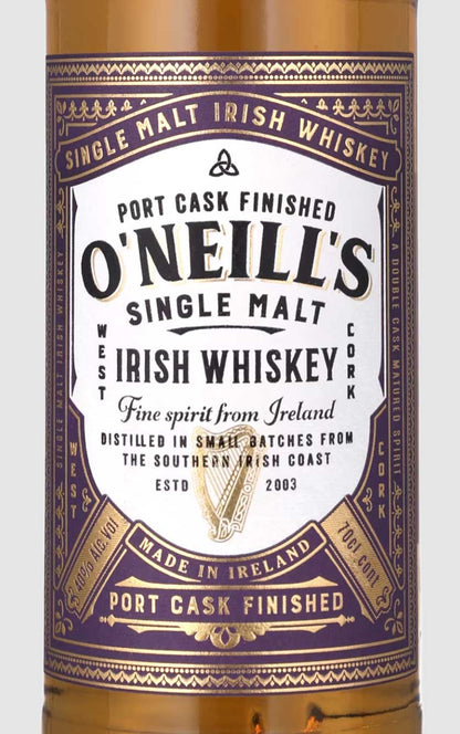 O'Neills Single Malt Port Cask Finish Irish Whiskey