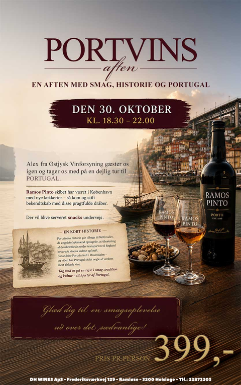 PORTVINSAFTEN i Ramløse 30.Oktober 2026 kl.18.30-22.00
