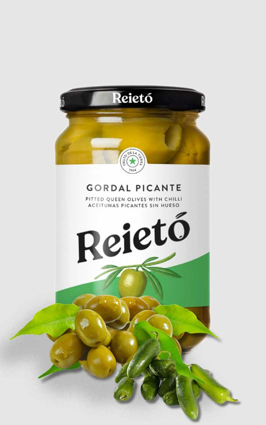 Reietó Gordal med chilli 350g på glas (150g Nettovægt)